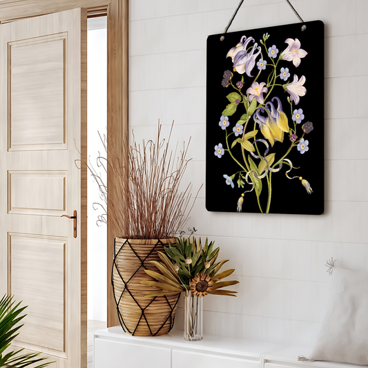 Black Floral Wooden Wall Art Wood Print