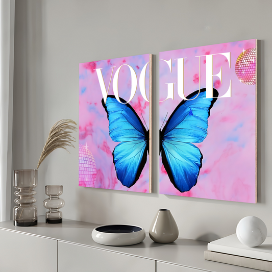 Radiant Wings Butterfly Wood Print Wall Art Set of 2