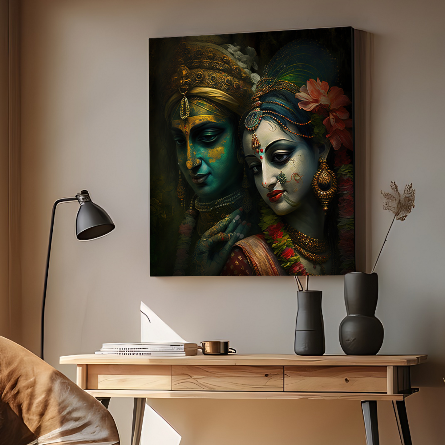 Radha Krishna Wood Print Wall Art