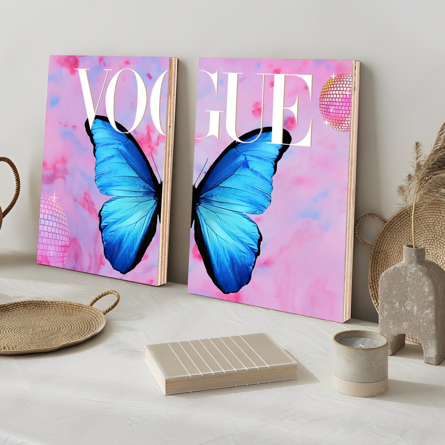 Radiant Wings Butterfly Wood Print Wall Art Set of 2