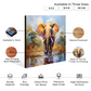 Elephant Colorful Wood Print Wall Art