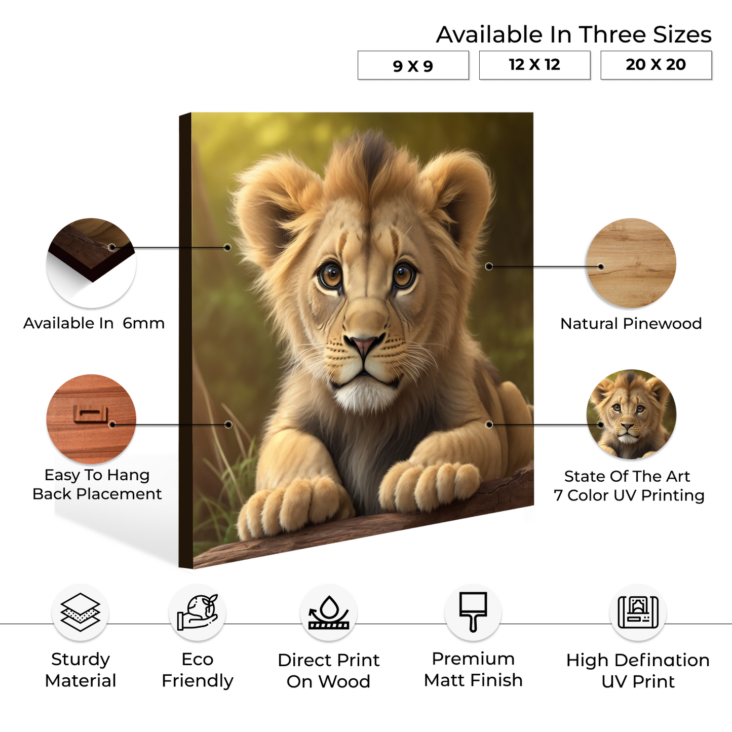 Little Cub Wood Print Wall Art