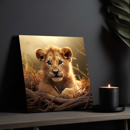 Cute Cub Wood Print Wall Art