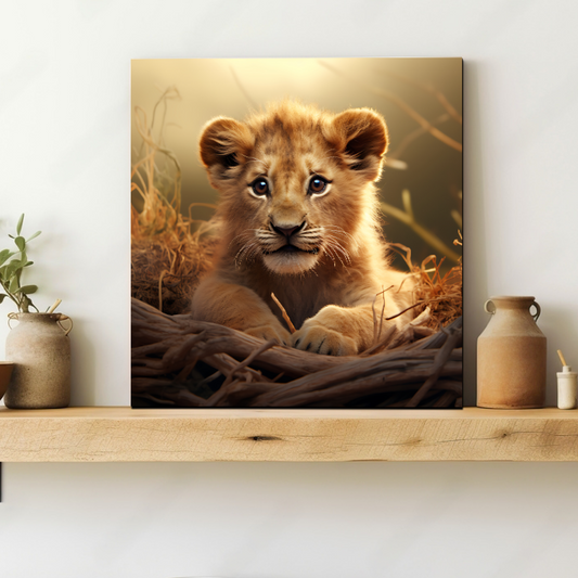 Cute Cub Wood Print Wall Art