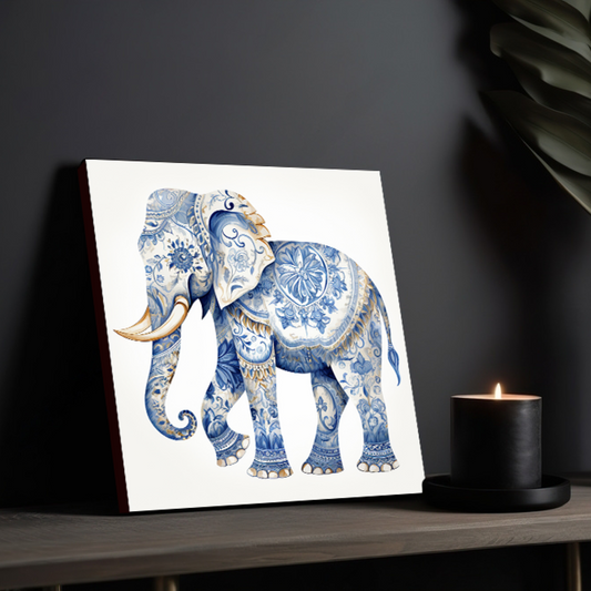 Baby Elephant Wood Print Wall Art For Prosperity and Luck