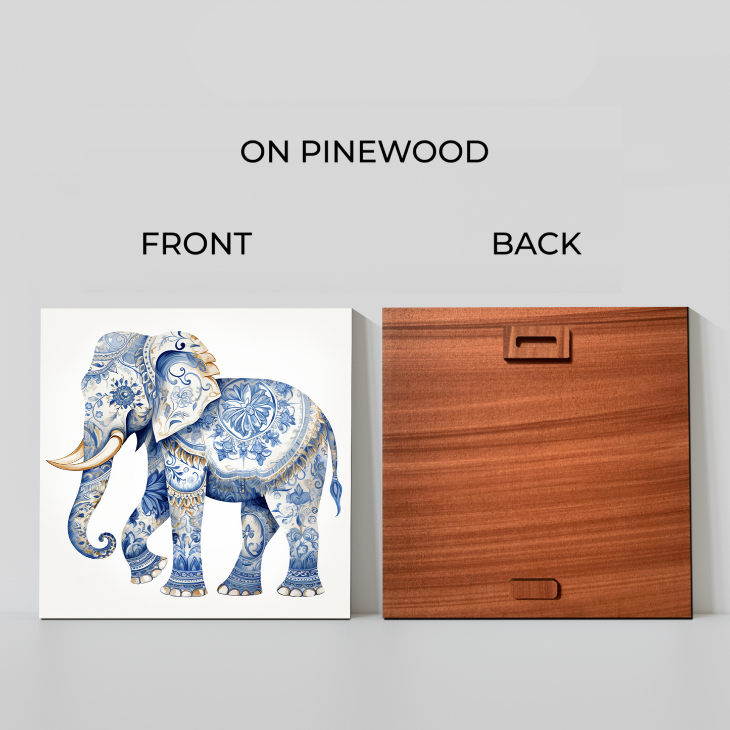 Baby Elephant Wood Print Wall Art For Prosperity and Luck
