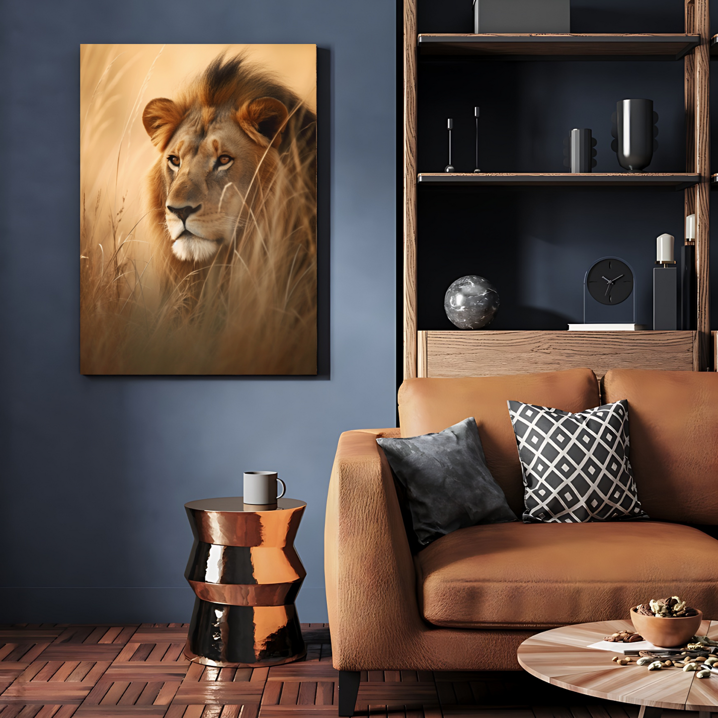 Lion Face Wood Print Wall Art