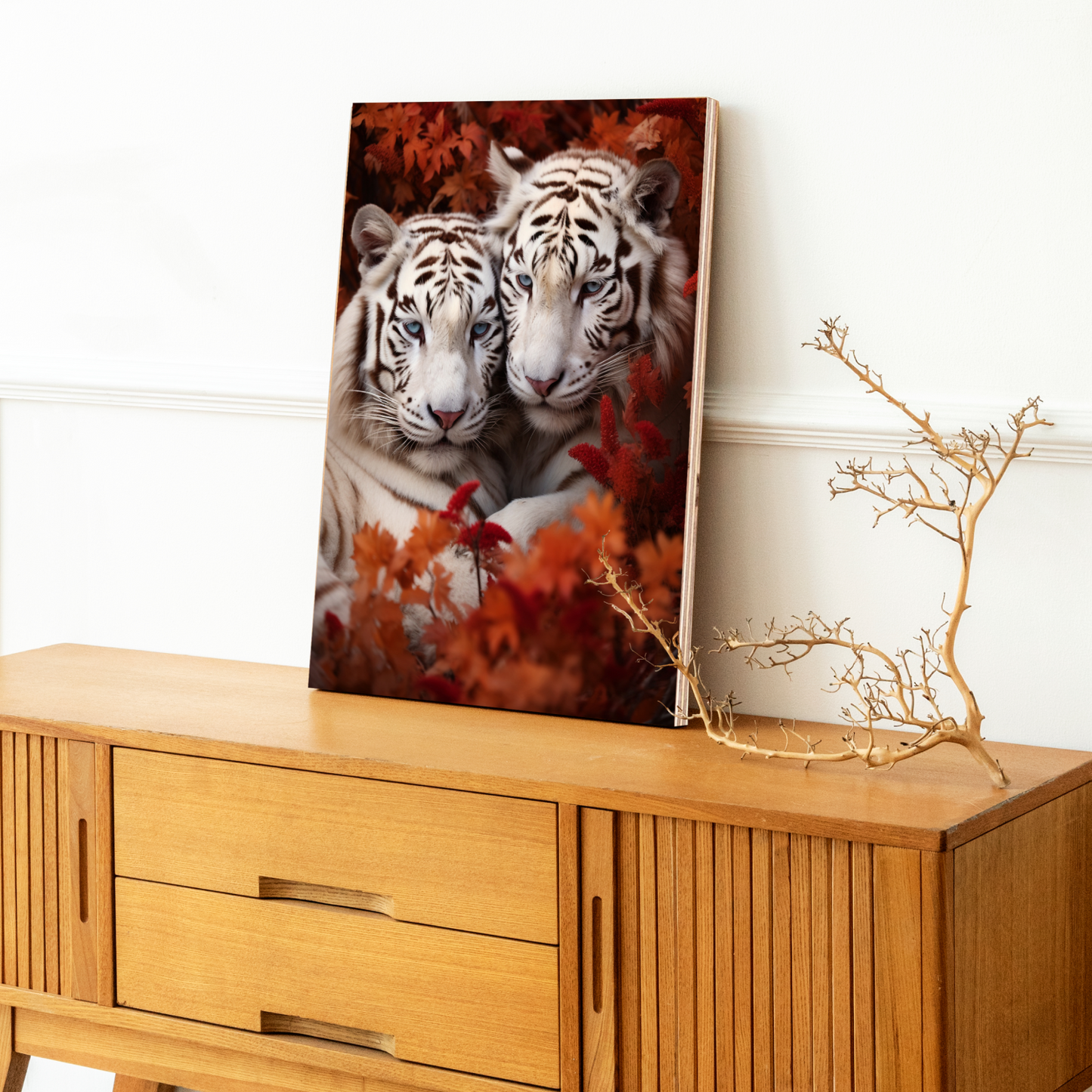 Tiger Couple Wood Print Wall Art