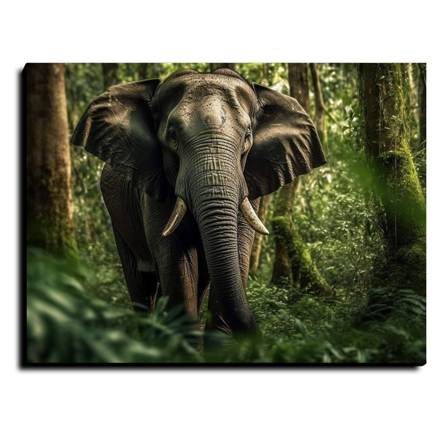 Huge Elephant in Jungle Wood Print Wall Art