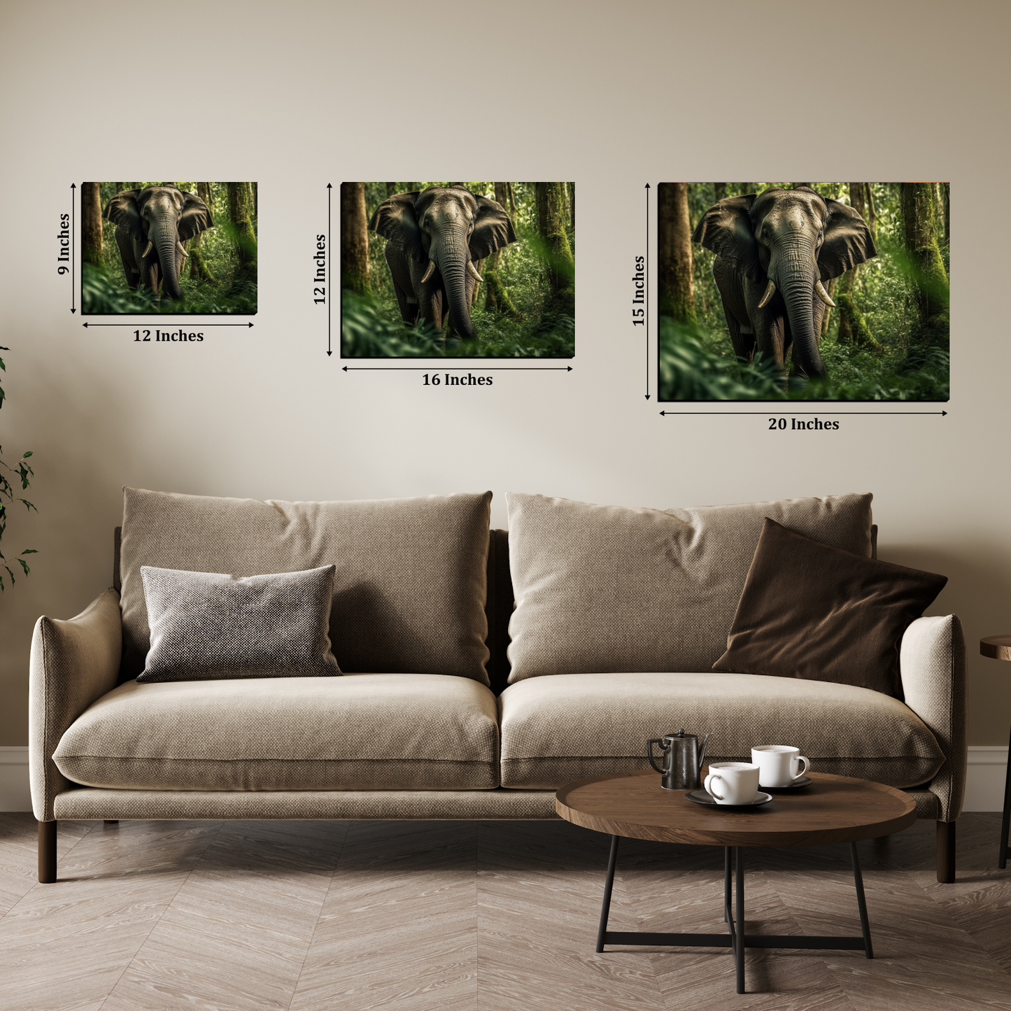 Huge Elephant in Jungle Wood Print Wall Art