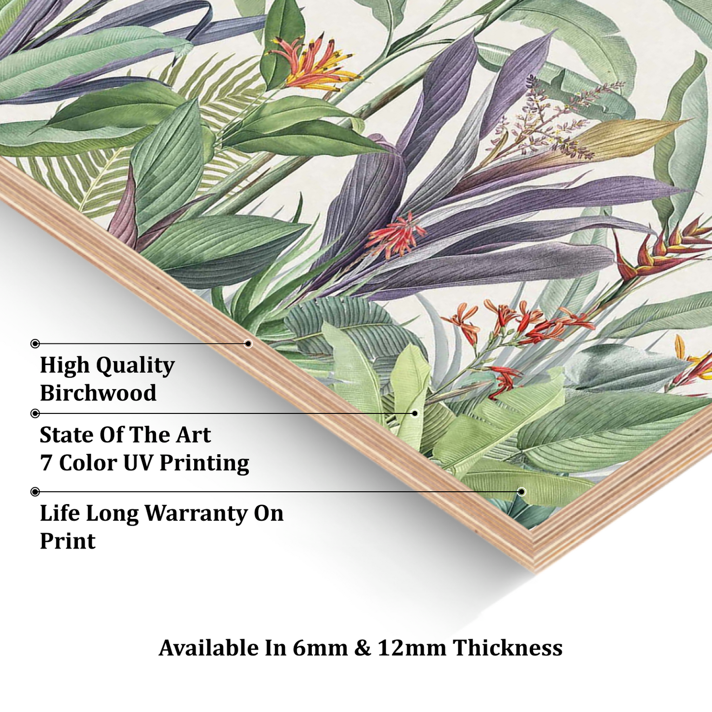 Tropical Plant Wood Print Wall Art