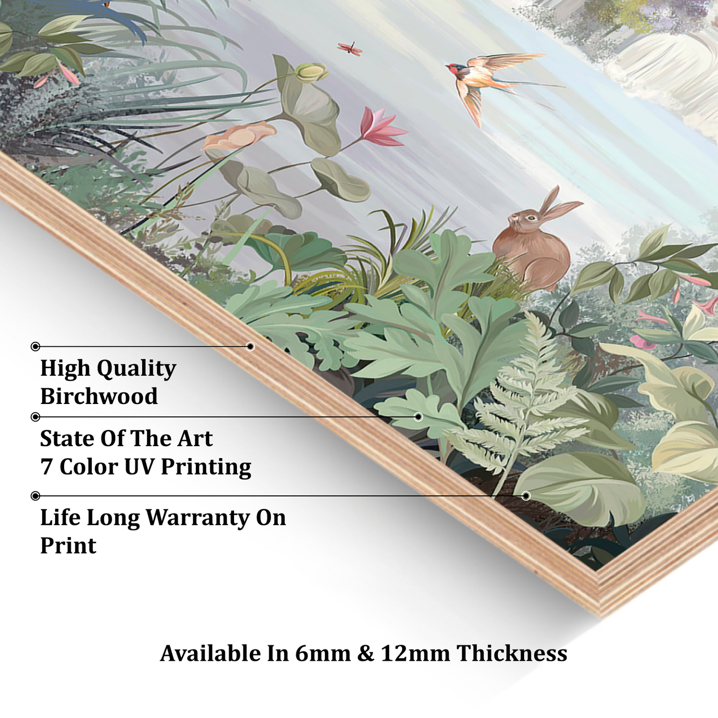 Beautiful Nature With Animals and Birds Wood Print Wall Art
