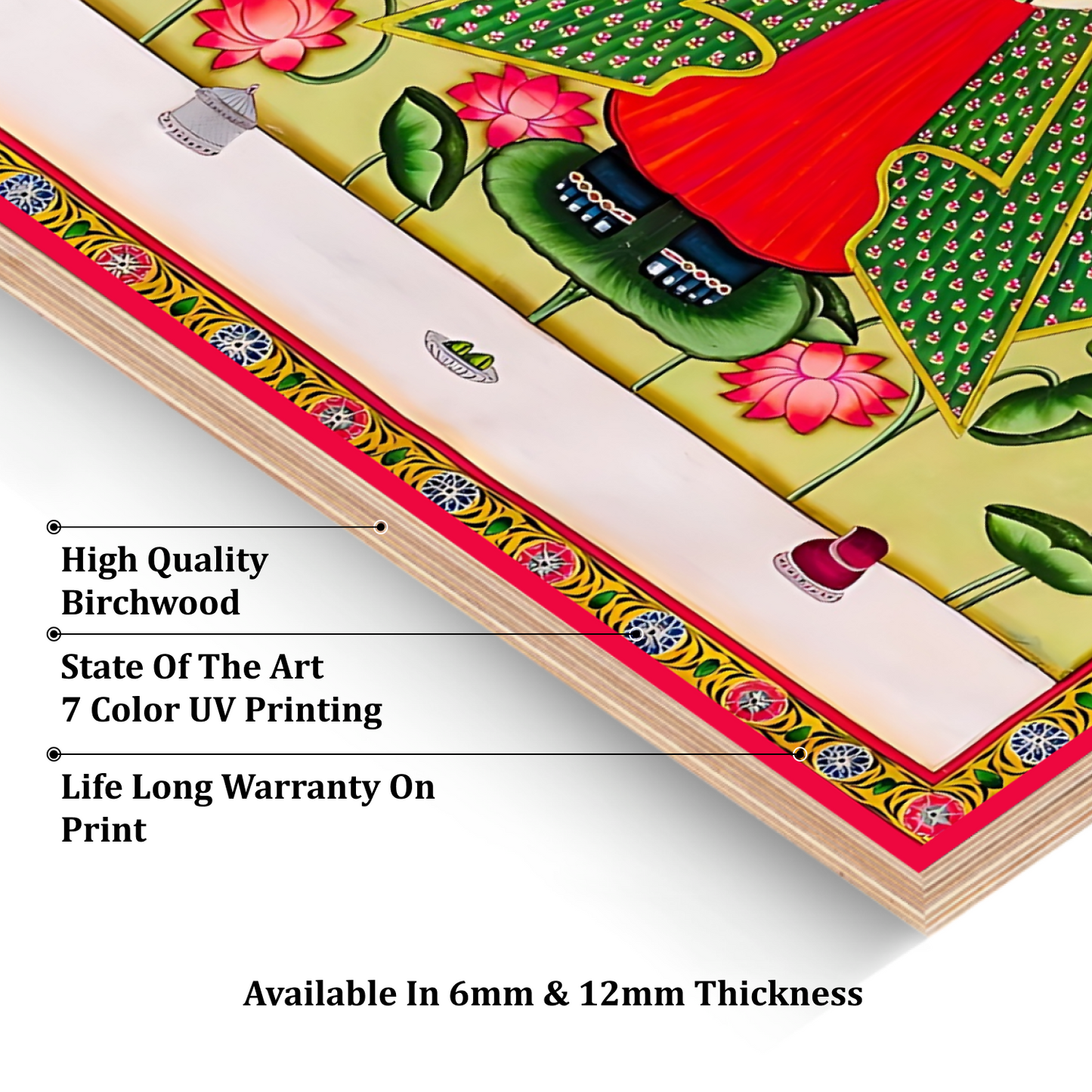 Shrinath Ji Pichwai Green Wood Print Wall Art