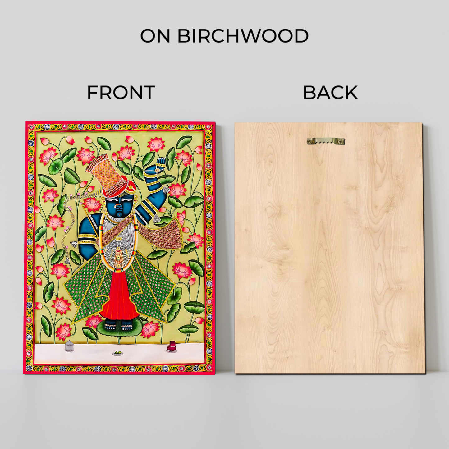 Shrinath Ji Pichwai Green Wood Print Wall Art