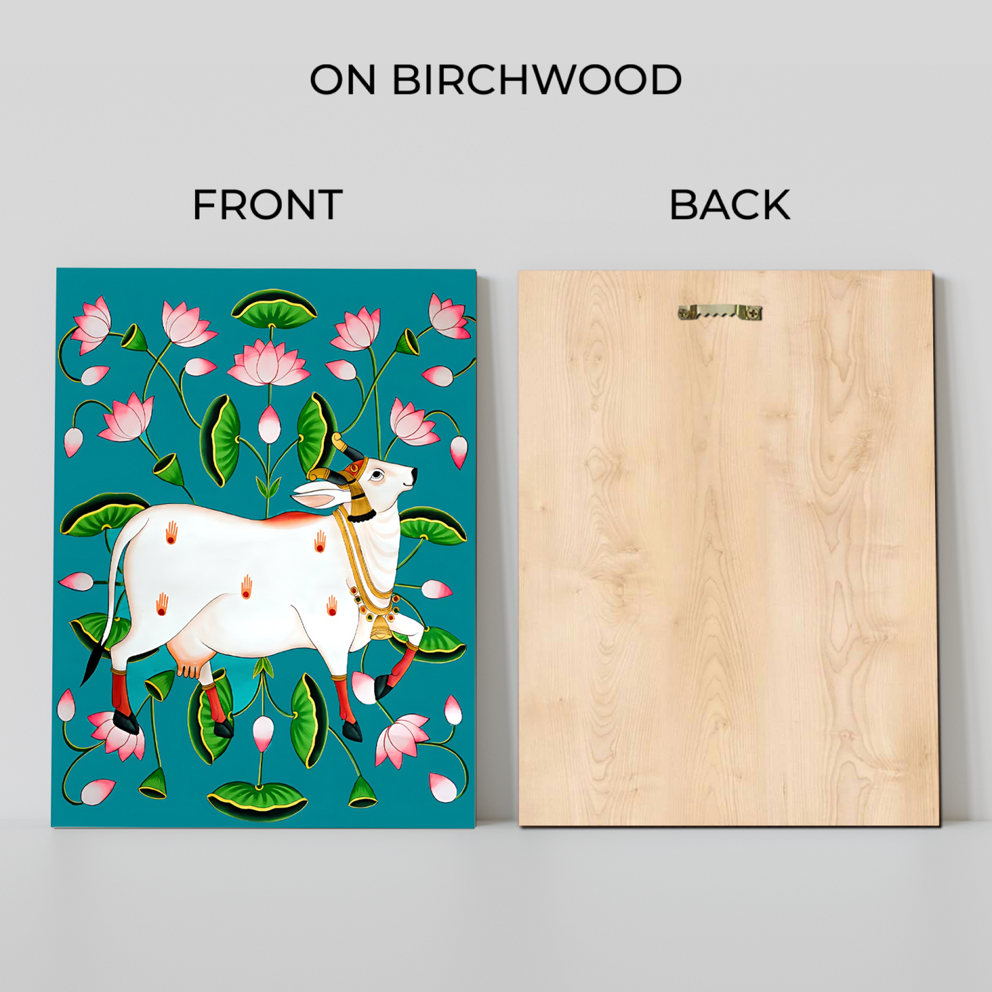 Sacred Cow Pichwai Wood Print Wall Art Blue