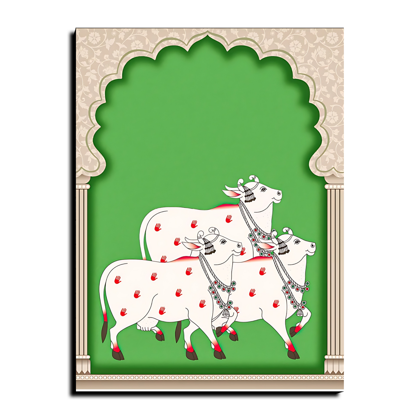 Sacred Cow Pichwai Wood Print Wall Art Green