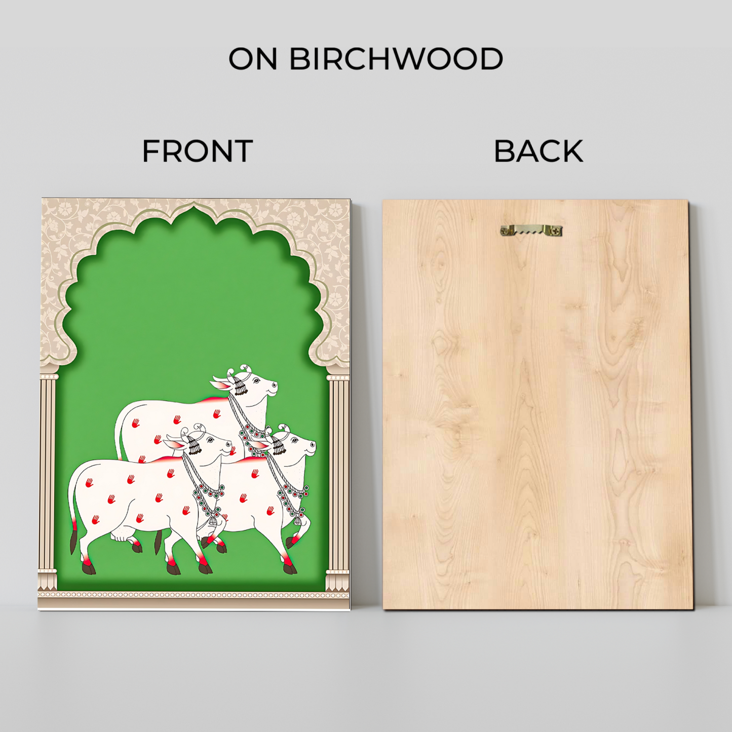 Sacred Cow Pichwai Wood Print Wall Art Green