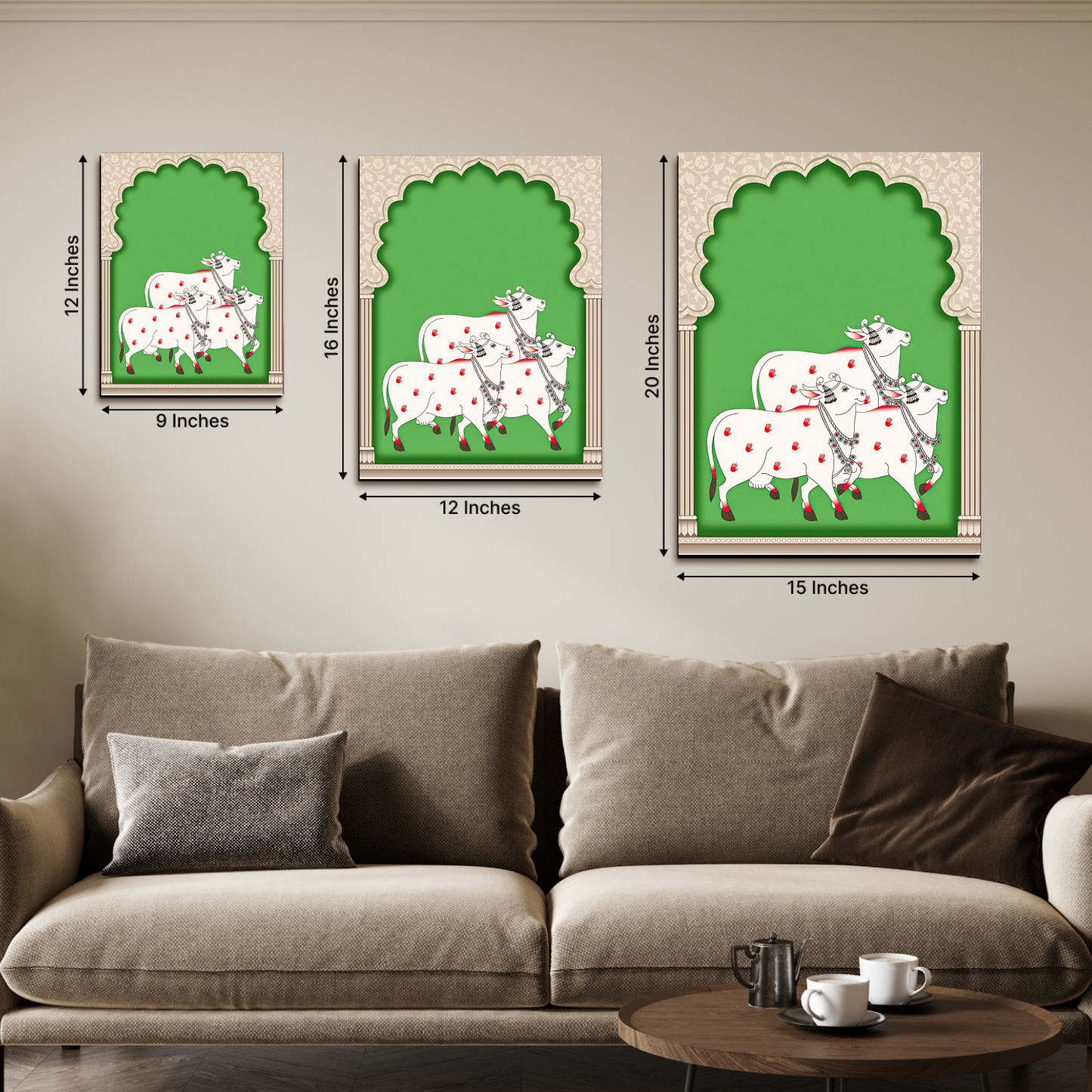 Sacred Cow Pichwai Wood Print Wall Art Green