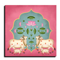 Sacred Cows Pink Pichwai Wood Print Wall Art Pink