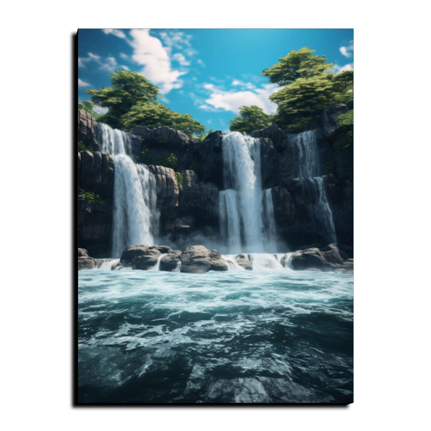 Waterfall With Nature Landscape Wood Print Wall Art