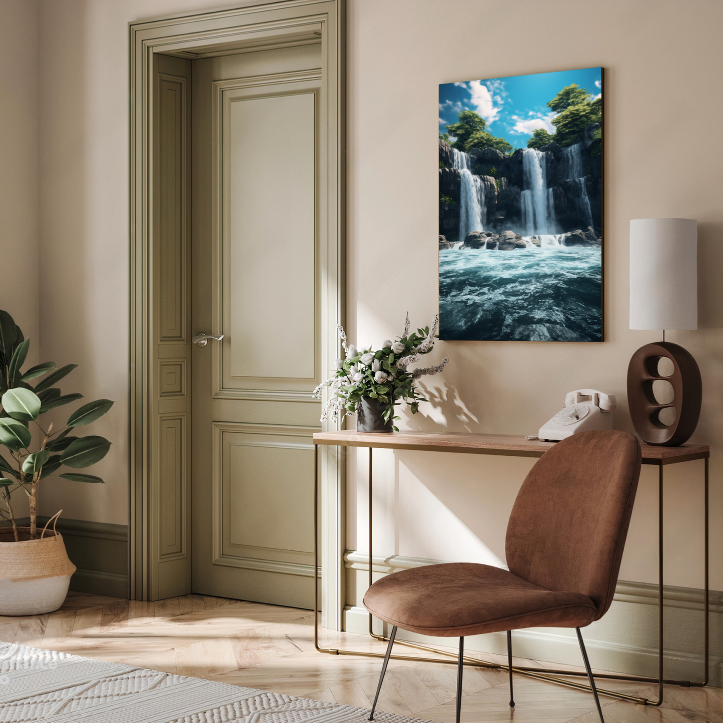 Waterfall With Nature Landscape Wood Print Wall Art