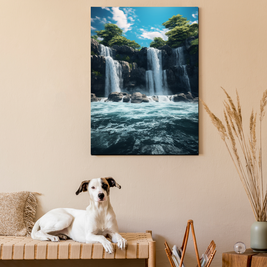 Waterfall With Nature Landscape Wood Print Wall Art