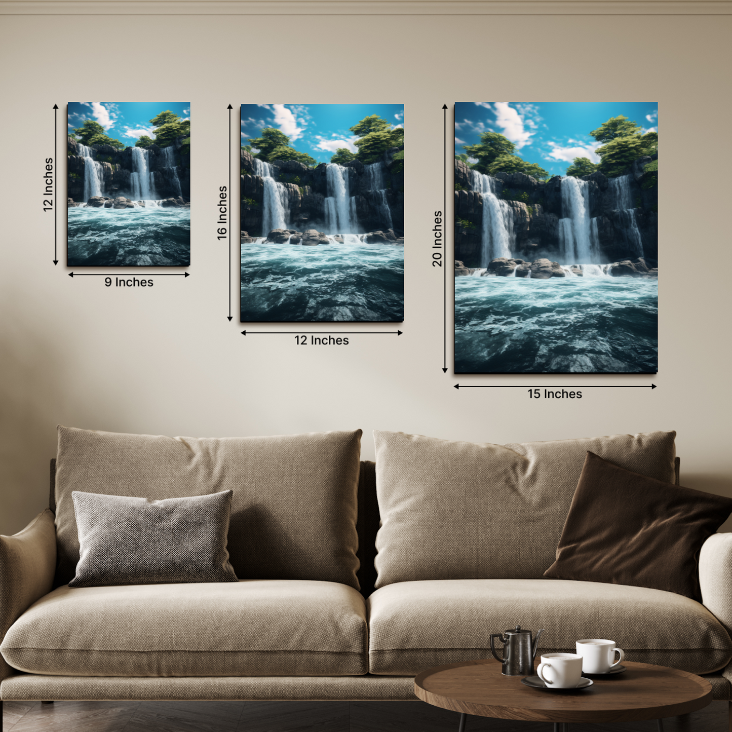 Waterfall With Nature Landscape Wood Print Wall Art