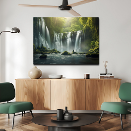 Beautiful Waterfall Landscape Wood Print Vastu Wall Art