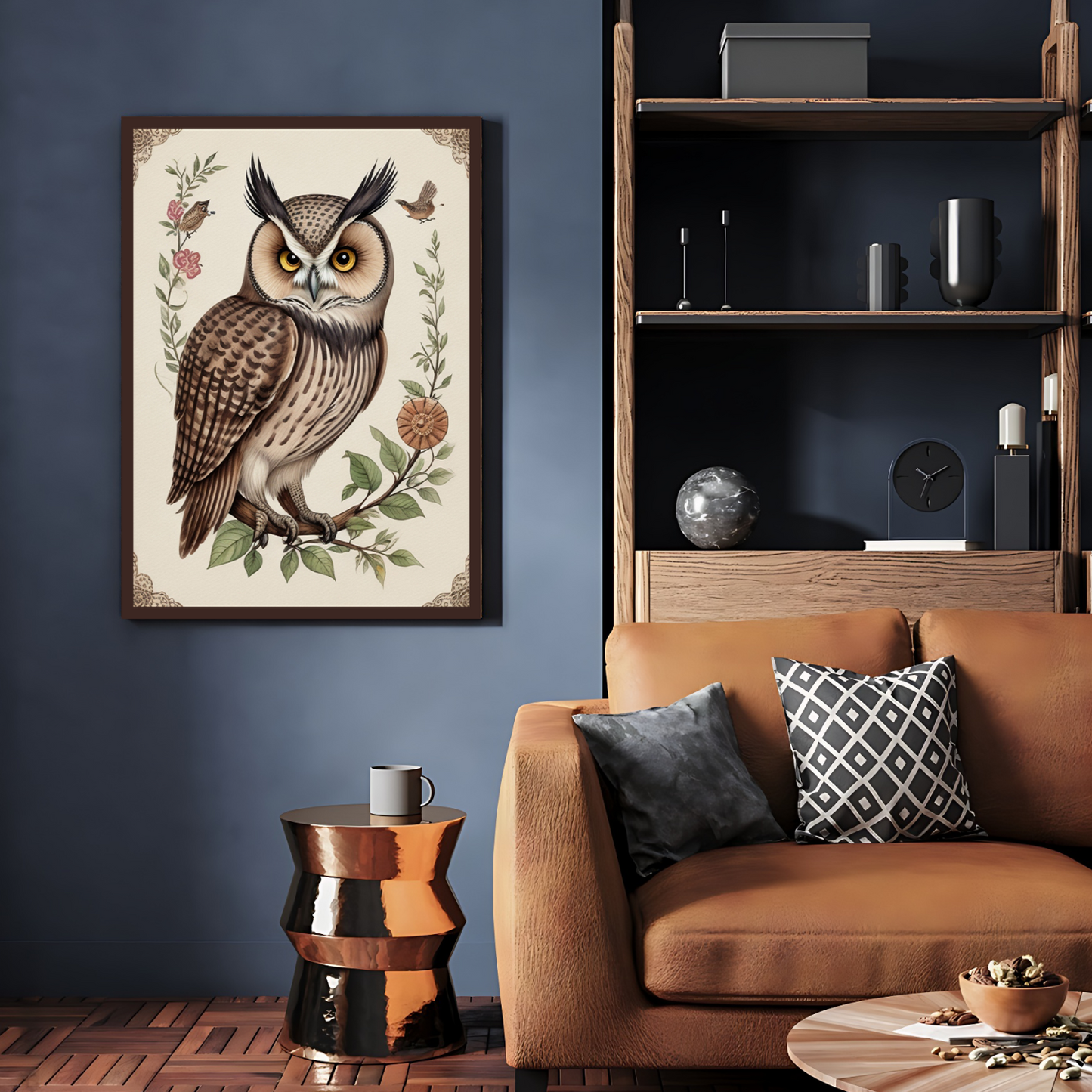 Owl With Steampunk Bird Wood Print Wall Art