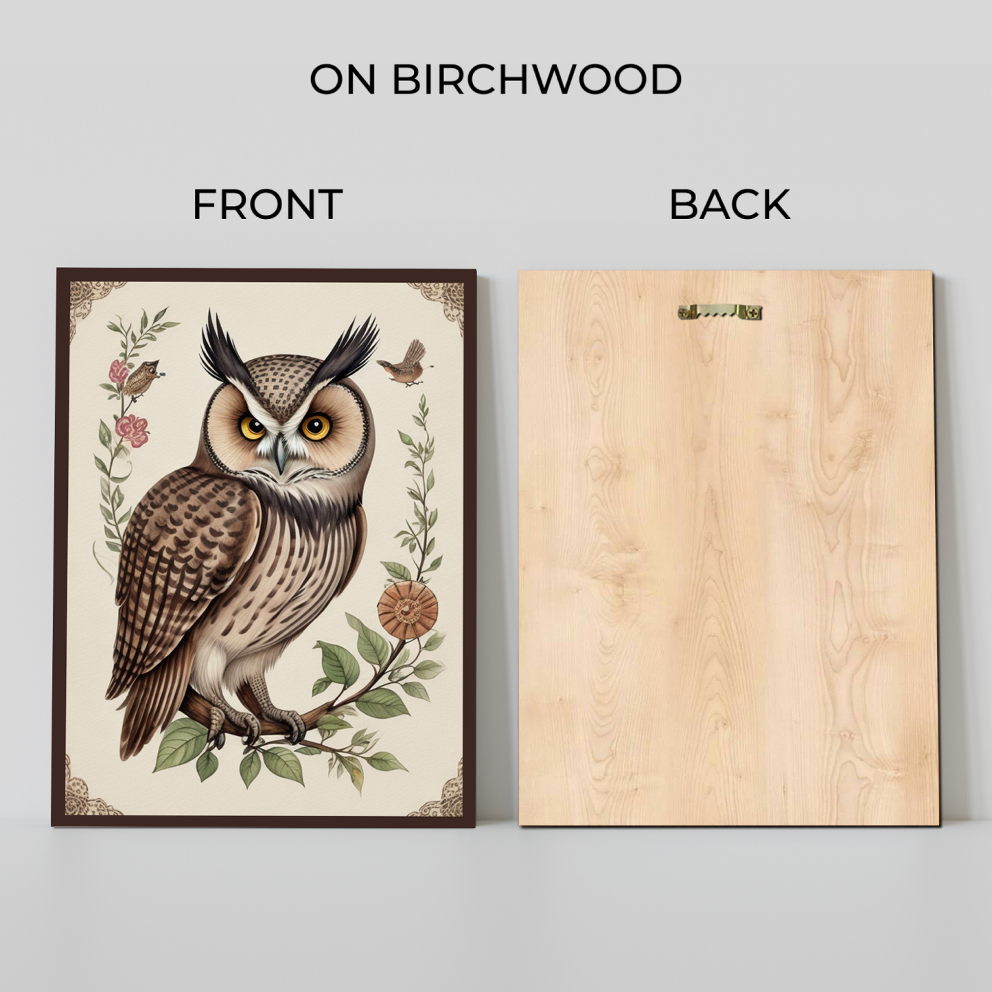 Owl With Steampunk Bird Wood Print Wall Art