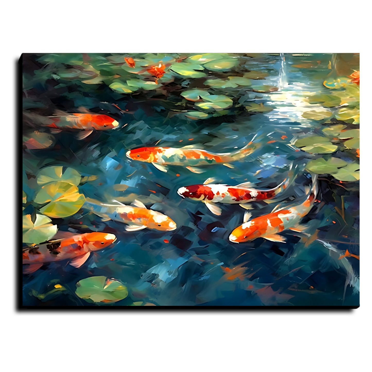 Koi Pond Fish Wood Print Feng Shui Vastu Wall Art