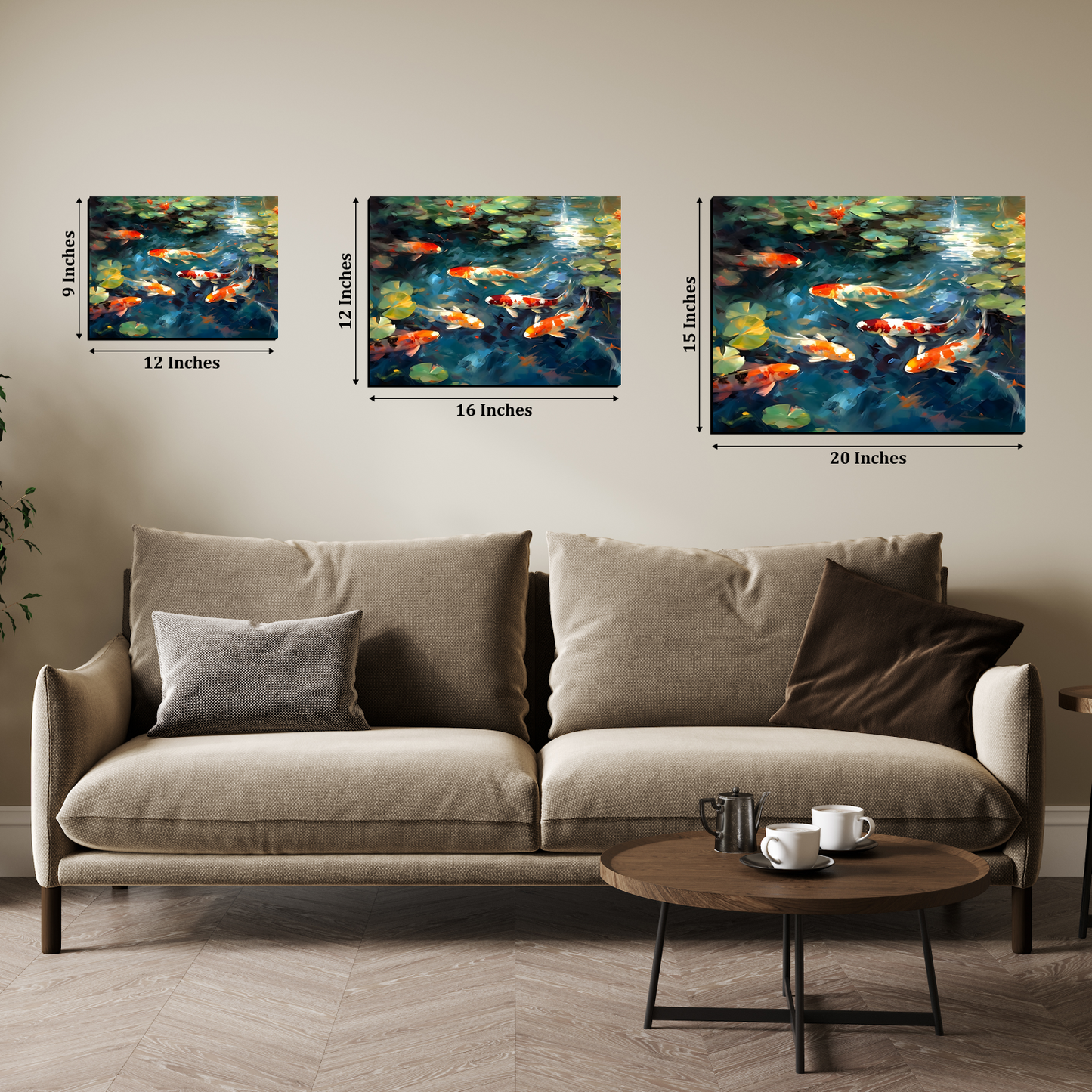 Koi Pond Fish Wood Print Feng Shui Vastu Wall Art