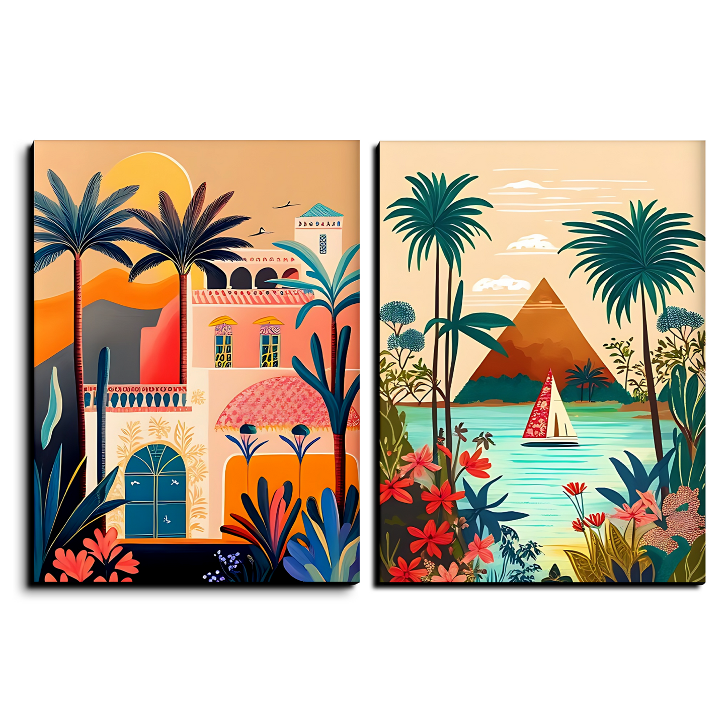 Journey Through Egypt Wood Print Wall Art Set of 2