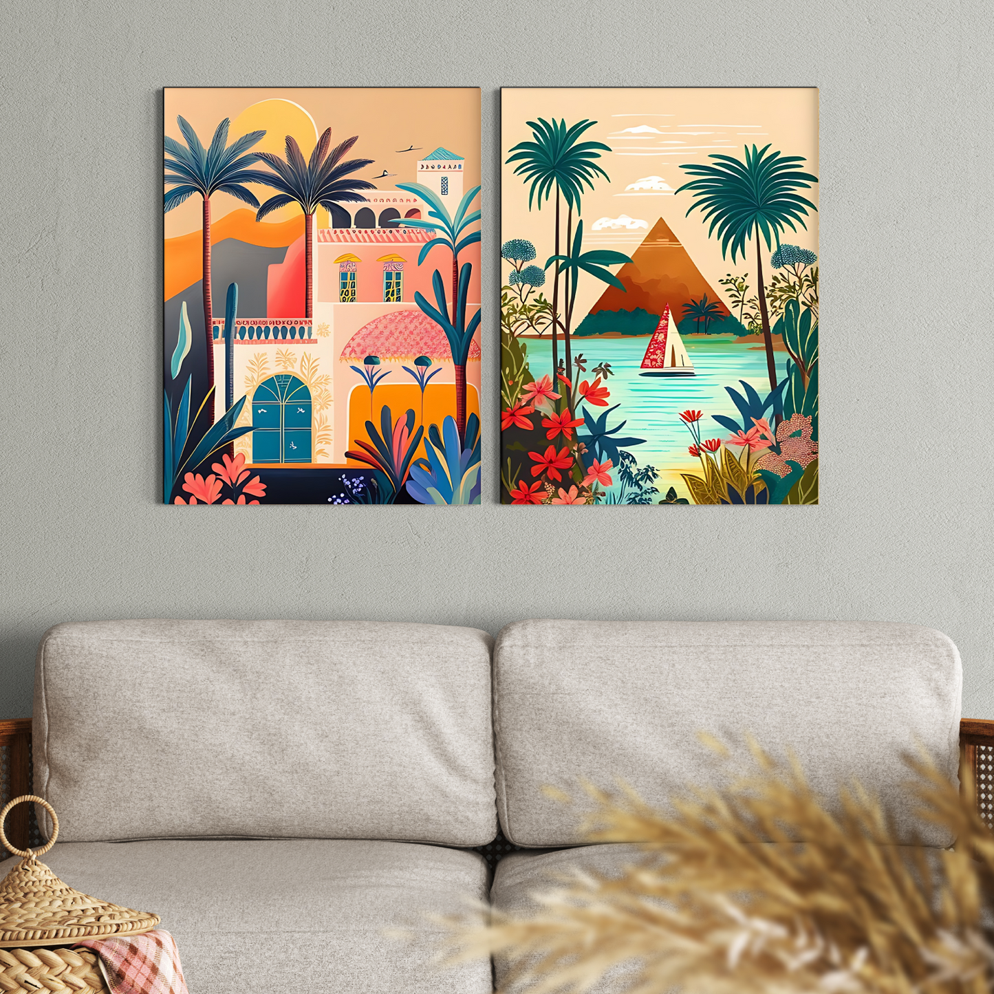 Journey Through Egypt Wood Print Wall Art Set of 2