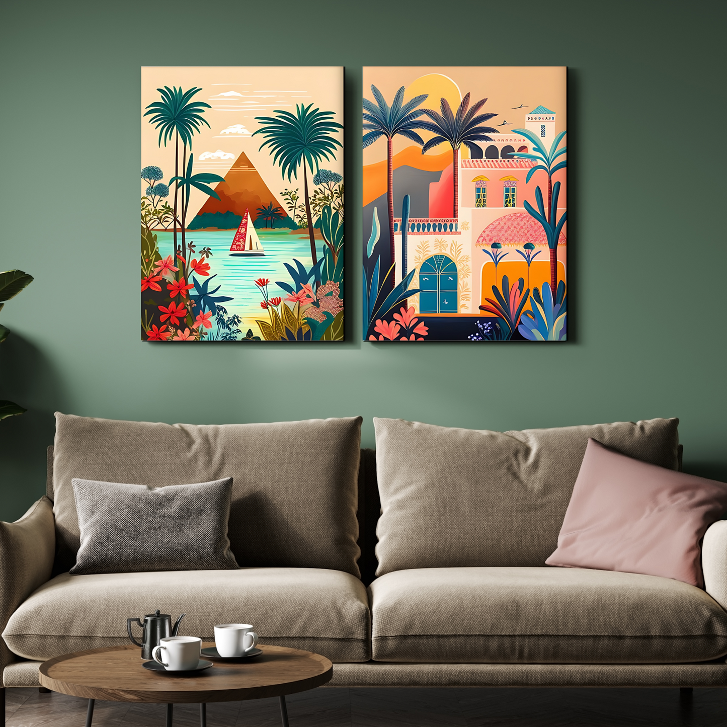 Journey Through Egypt Wood Print Wall Art Set of 2