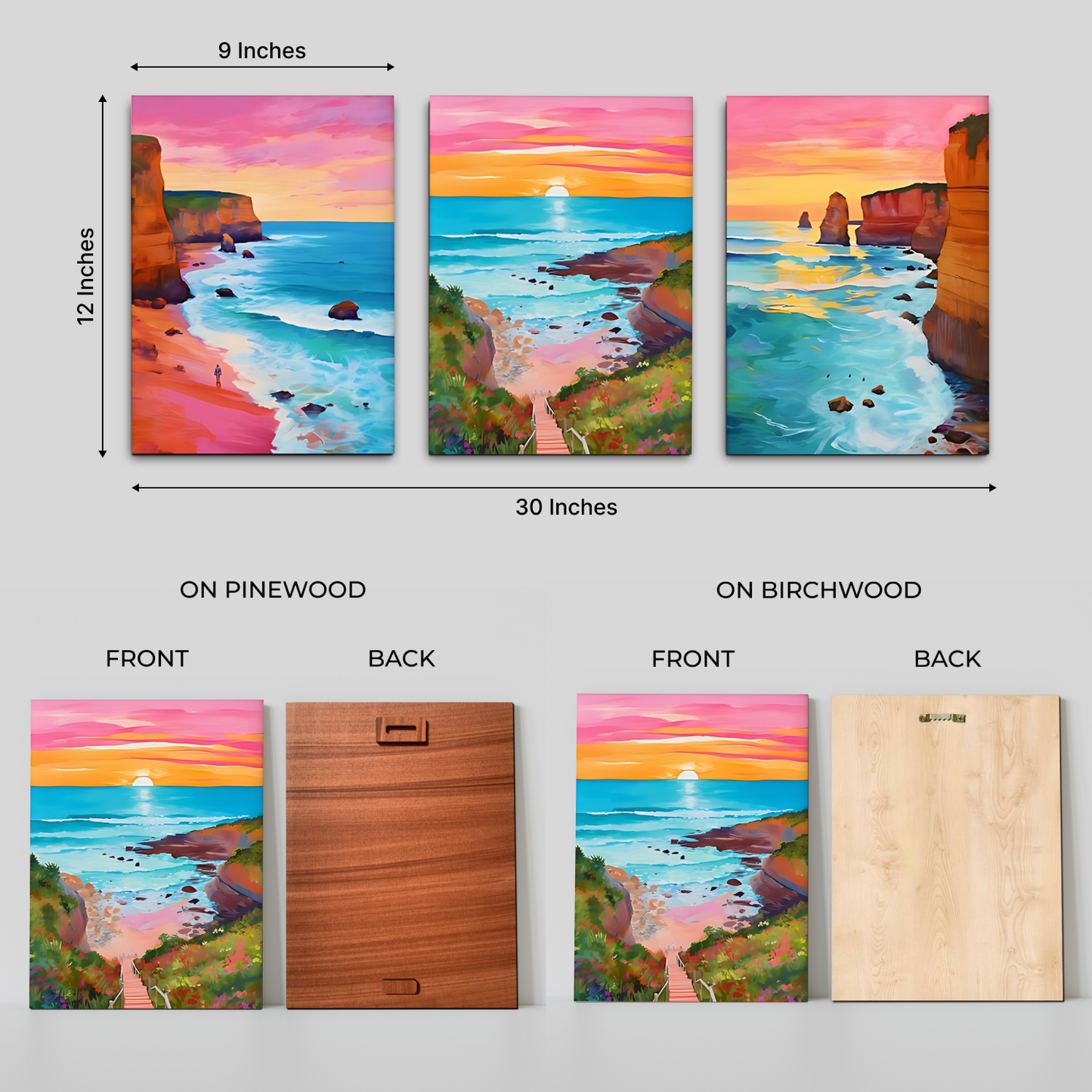 Ocean Odyssey Gallery Wood Print Wall Art Set of 3