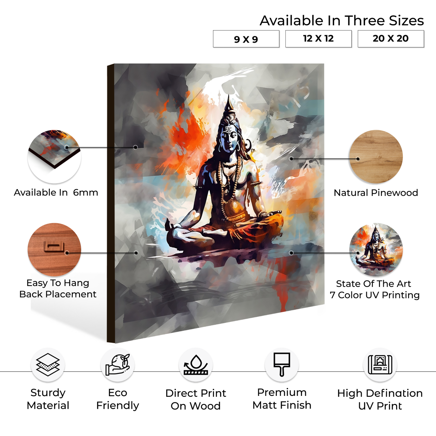 Shiva Ji Mahadev Wood Print Wall Art