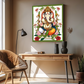 Ganesh Ji With Lotus Colorful Wood Print Wall Art