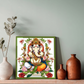 Ganesh Ji With Lotus Colorful Wood Print Wall Art