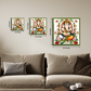 Ganesh Ji With Lotus Colorful Wood Print Wall Art