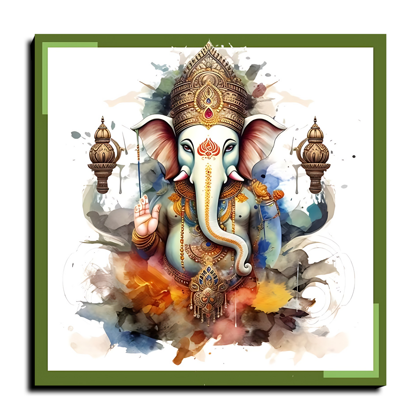Ganesh Ji Colorful Wood Print Wall Art