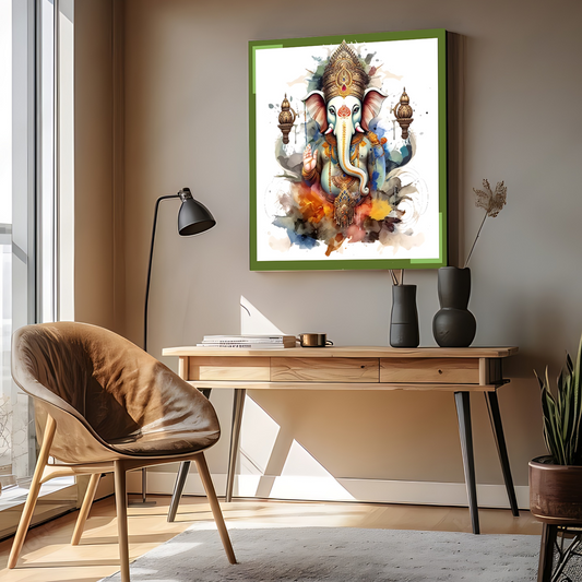 Ganesh Ji Colorful Wood Print Wall Art