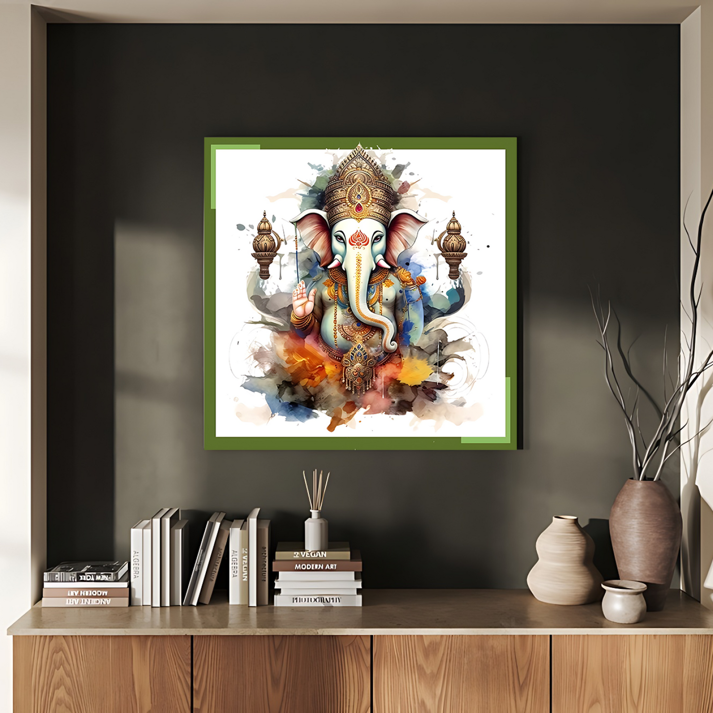Ganesh Ji Colorful Wood Print Wall Art