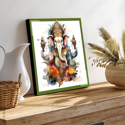 Ganesh Ji Colorful Wood Print Wall Art