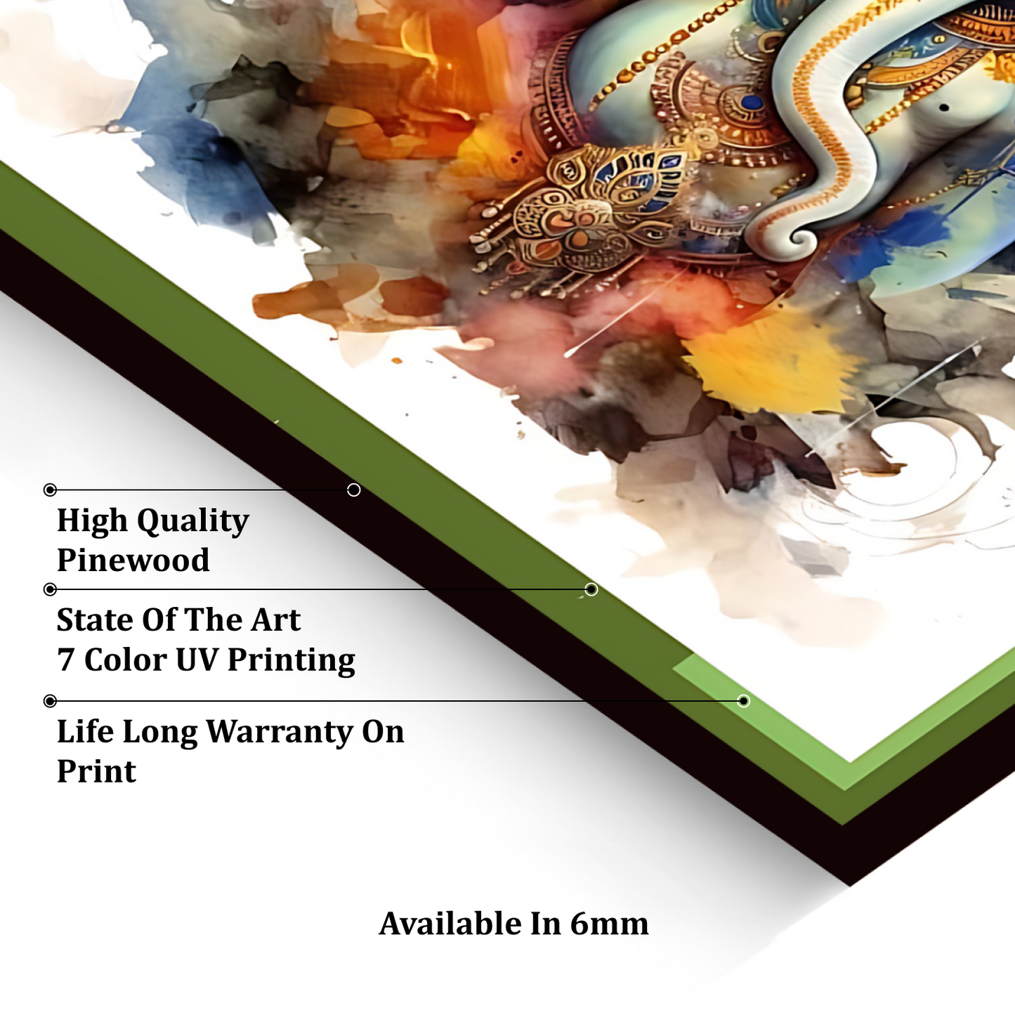 Ganesh Ji Colorful Wood Print Wall Art