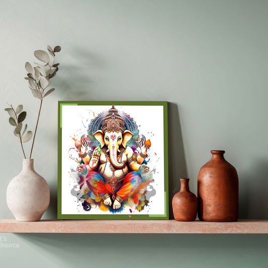 Ganesh Ji Idol Colorful Wood Print Wall Art