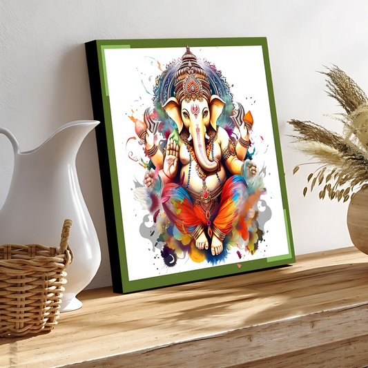 Ganesh Ji Idol Colorful Wood Print Wall Art