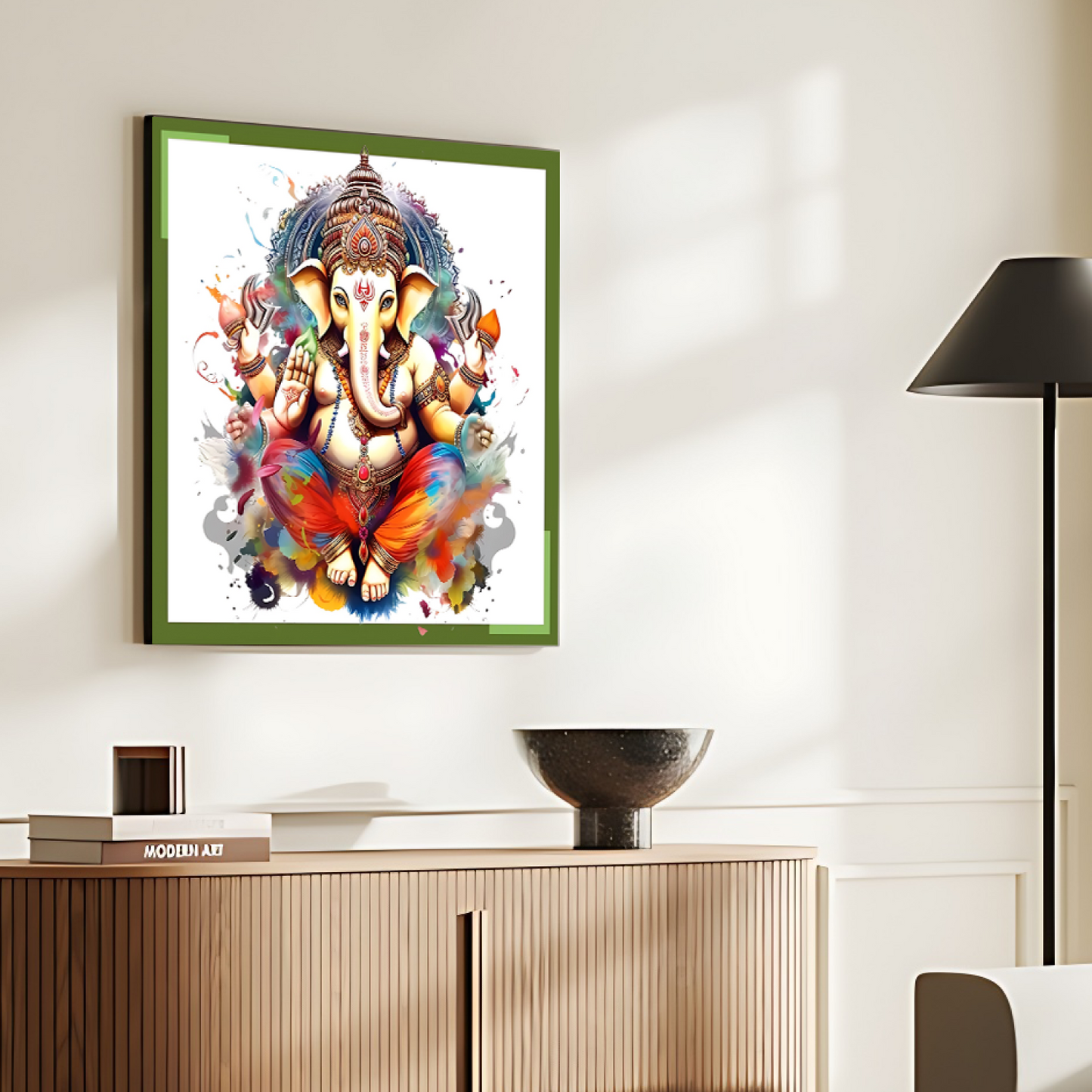 Ganesh Ji Idol Colorful Wood Print Wall Art