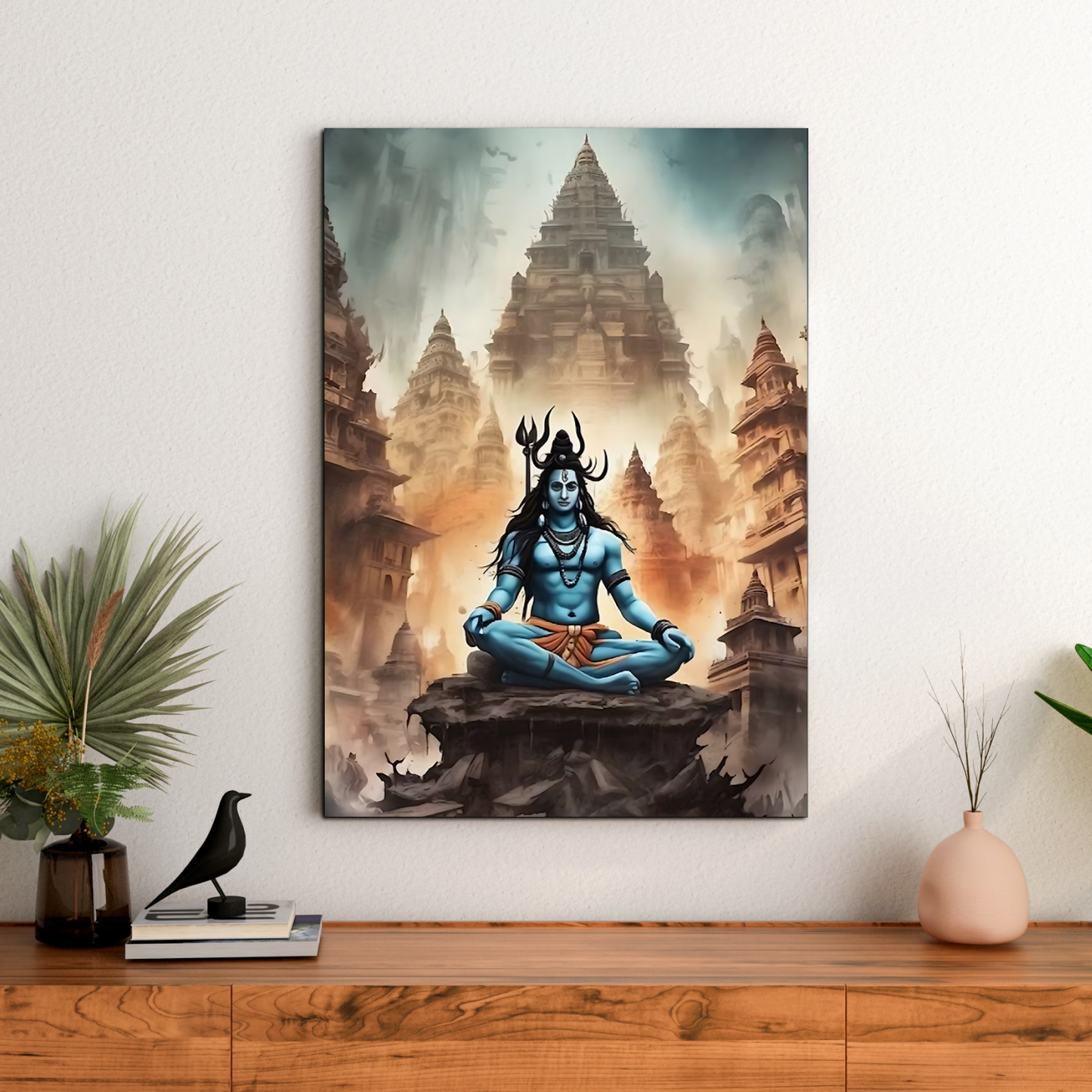 Shiv Ji Mahadev in Kedarnath Wood Print Wall Art