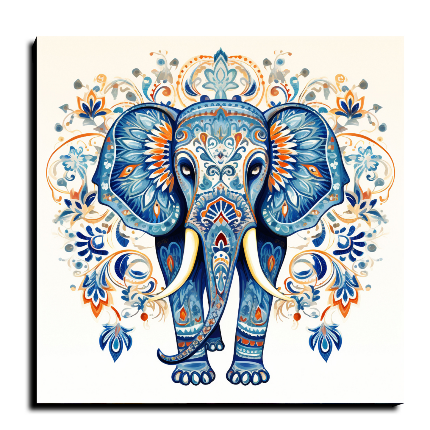 Elephant Mandala Wood Print Wall Art Blue